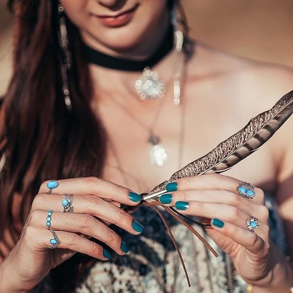 NEW 16Pcs Turquoise Jewelry for Women Boho Bohemian Turquoise Jewelry Se… - Picture 1 of 6